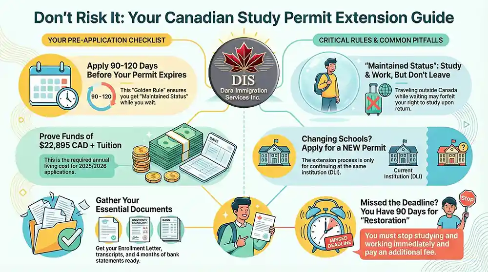 Infographic - Canada Study Permit Extension Guide Maintaining Legal Status